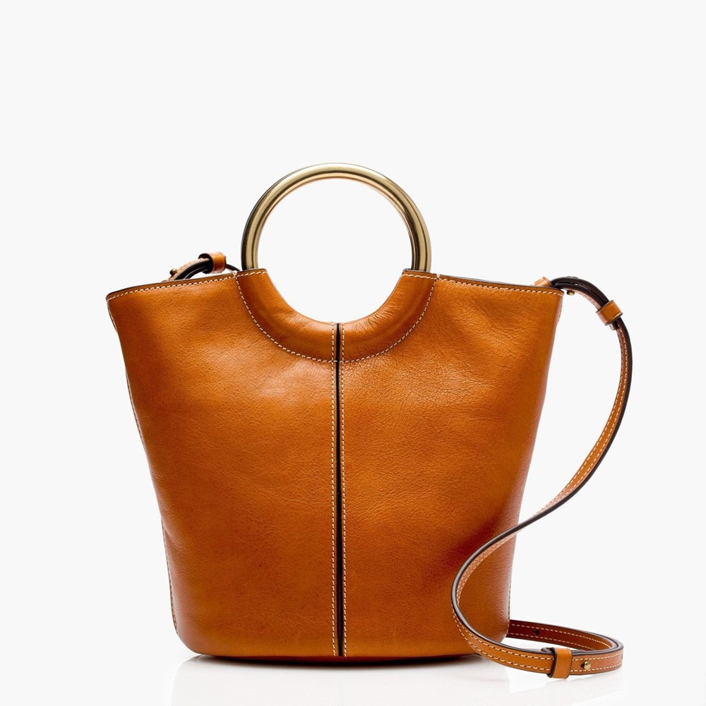 J.Crew Brown Bracelet Bucket Bag In Italian Leather